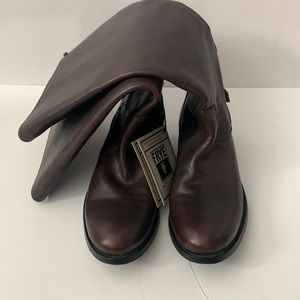 Frye Melissa Brown Leather Knee High Rear Zip Boots